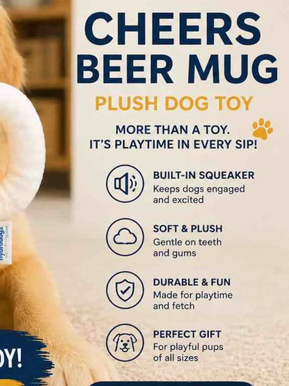 Hydrodogs foodies plush CHEERS beer mugs squeaker toy